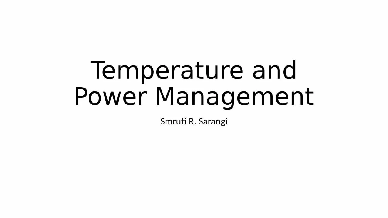 PPT-Temperature and Power Management