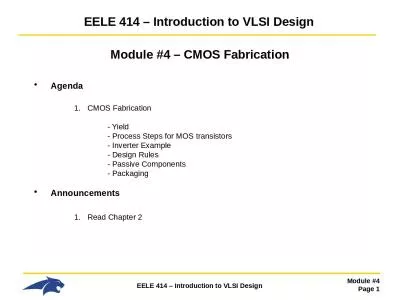 EELE  414 – Introduction to VLSI Design