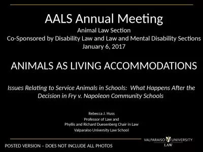 AALS Annual Meeting Animal Law Section