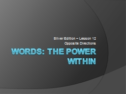 Words: The Power Within Silver Edition – Lesson 12