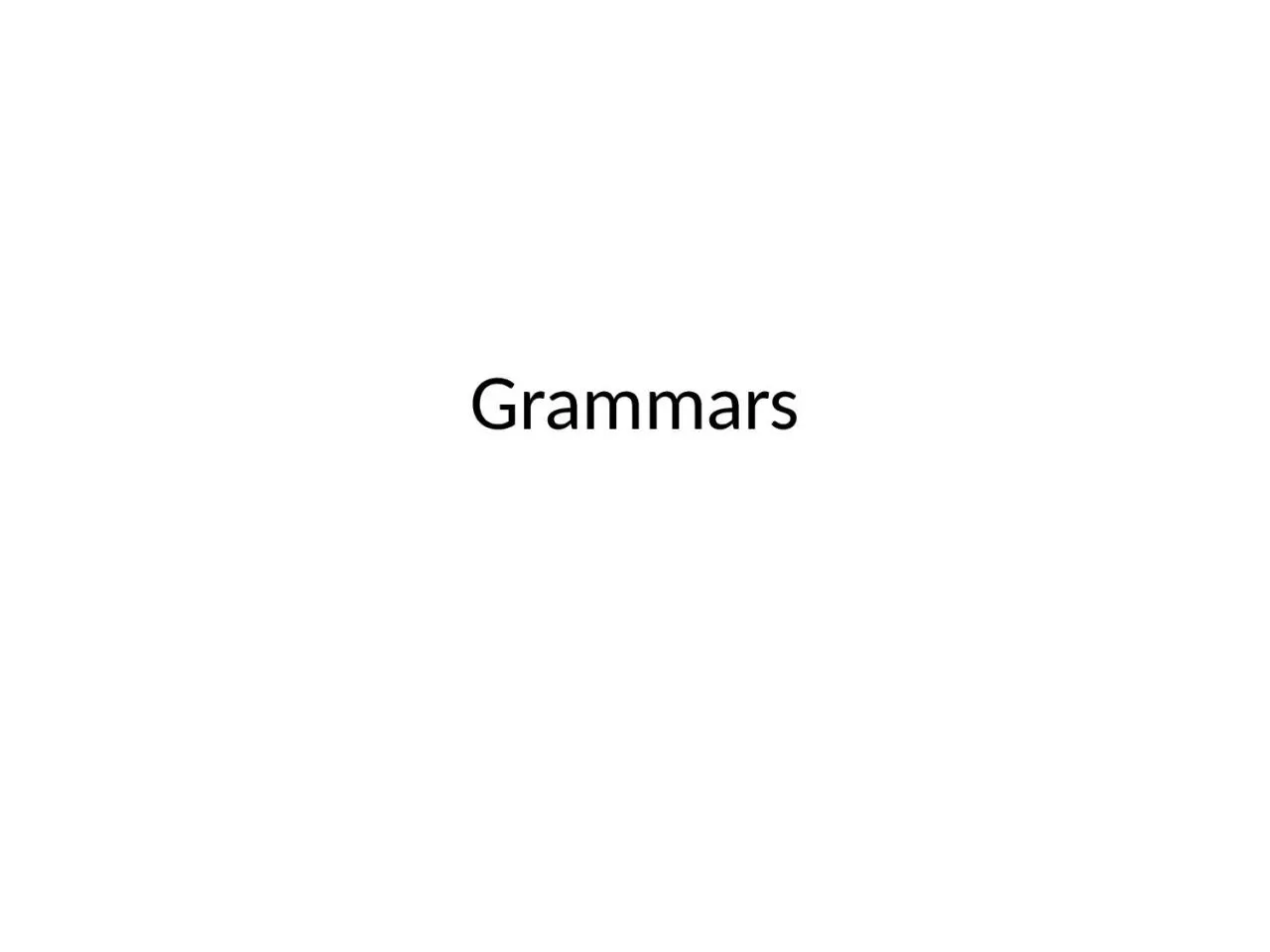 PPT-Grammars What is a grammar?