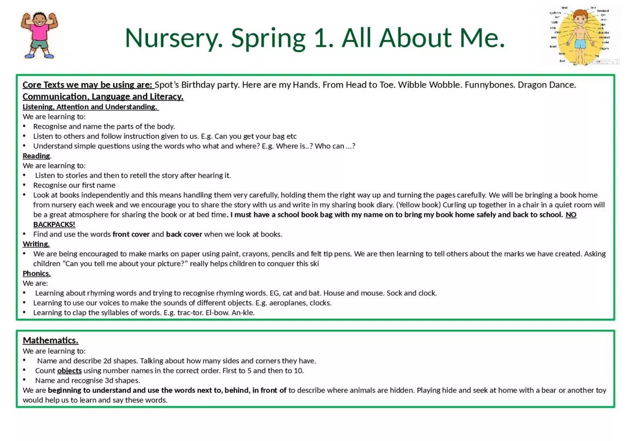 PPT-Nursery. Spring 1. All About Me.