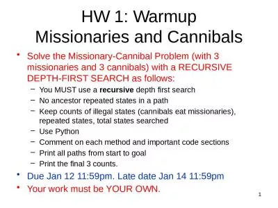 HW 1: Warmup Missionaries and Cannibals