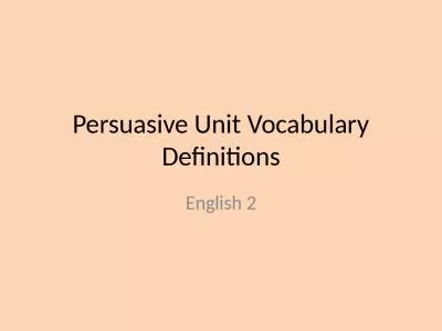 Persuasive Unit Vocabulary Definitions