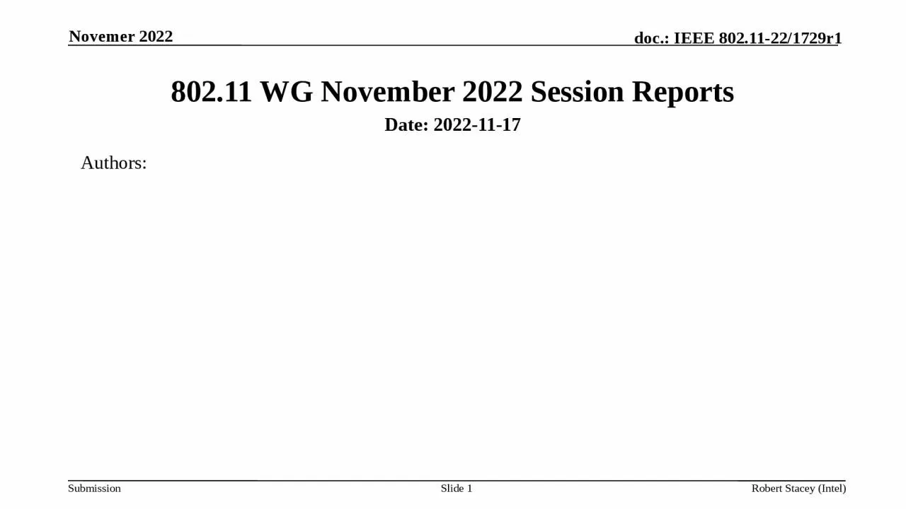 PPT-802.11 WG November 2022 Session Reports