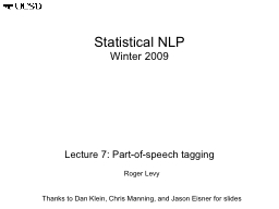 Statistical NLP Winter  2009