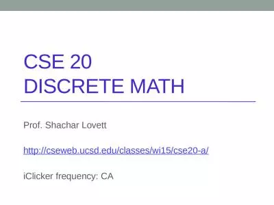 CSE 20  Discrete math Prof. Shachar Lovett