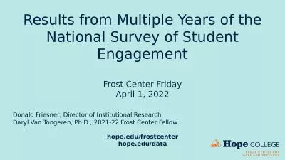 Results from Multiple Years of the National Survey of Student Engagement