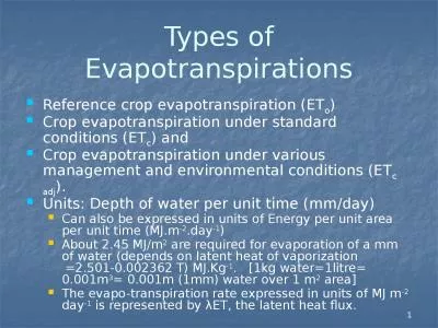 1 Types of Evapotranspirations
