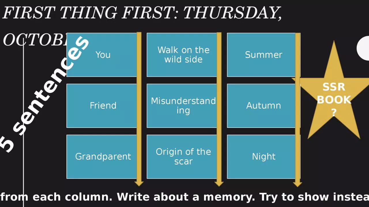 PPT-First Thing First: Thursday, October