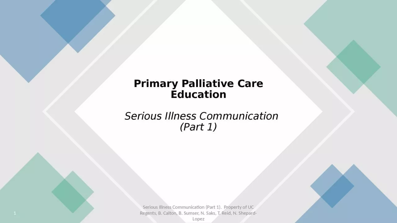 PPT-1 Primary Palliative Care Education