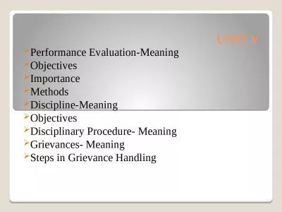 UNIT V Performance Evaluation-Meaning