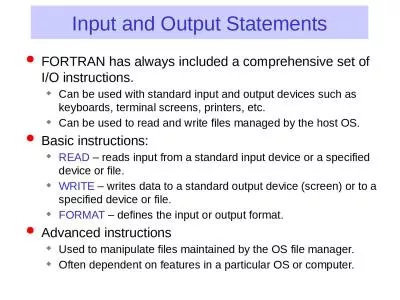 Input and Output Statements