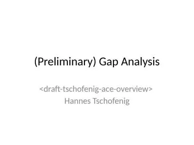 (Preliminary) Gap  Analysis