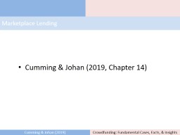 Marketplace Lending Cumming & Johan (2019, Chapter 14)