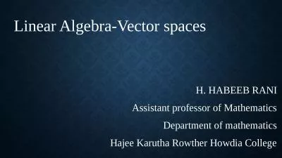 Linear Algebra-Vector spaces