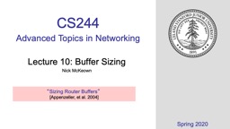Lecture 10: Buffer Sizing
