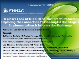 A Closer Look at HIE/HIO & the Direct Protocol: Exploring the Connection to Meaningful Use Stag