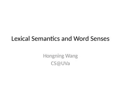 Lexical Semantics and Word Senses