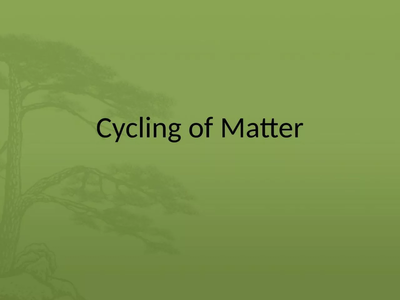 PPT-Cycling of Matter What will we learn?