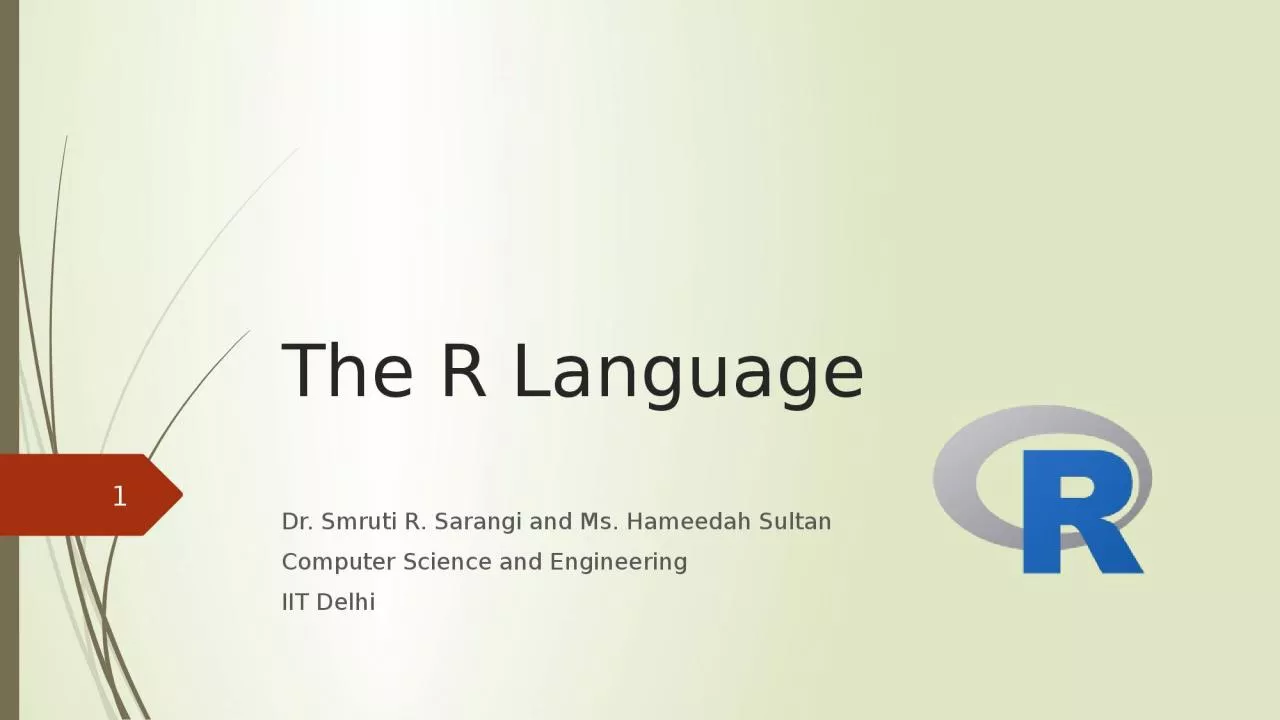 PPT-The R Language Dr. Smruti