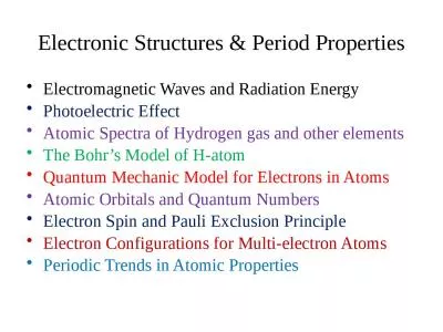 Electronic Structures & Period Properties