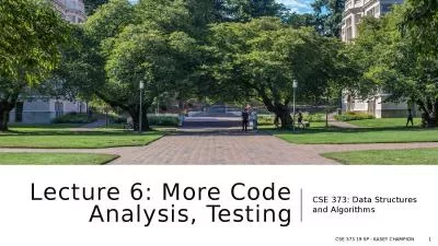 Lecture 6: More Code Analysis, Testing