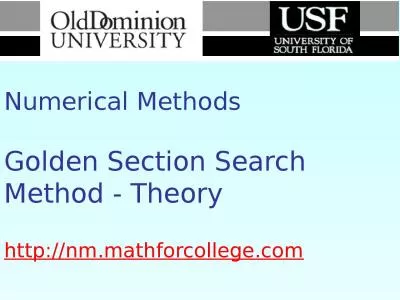 Numerical Methods   Golden Section Search Method - Theory