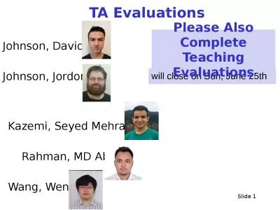 Slide  1 TA Evaluations Johnson, David