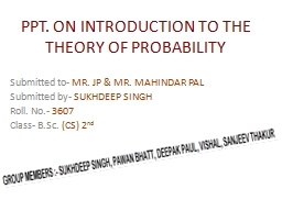 PPT. ON INTRODUCTION TO THE THEORY OF PROBABILITY