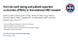 Holistic well-being and patient-reported outcomes (PROs) in translational IBD research