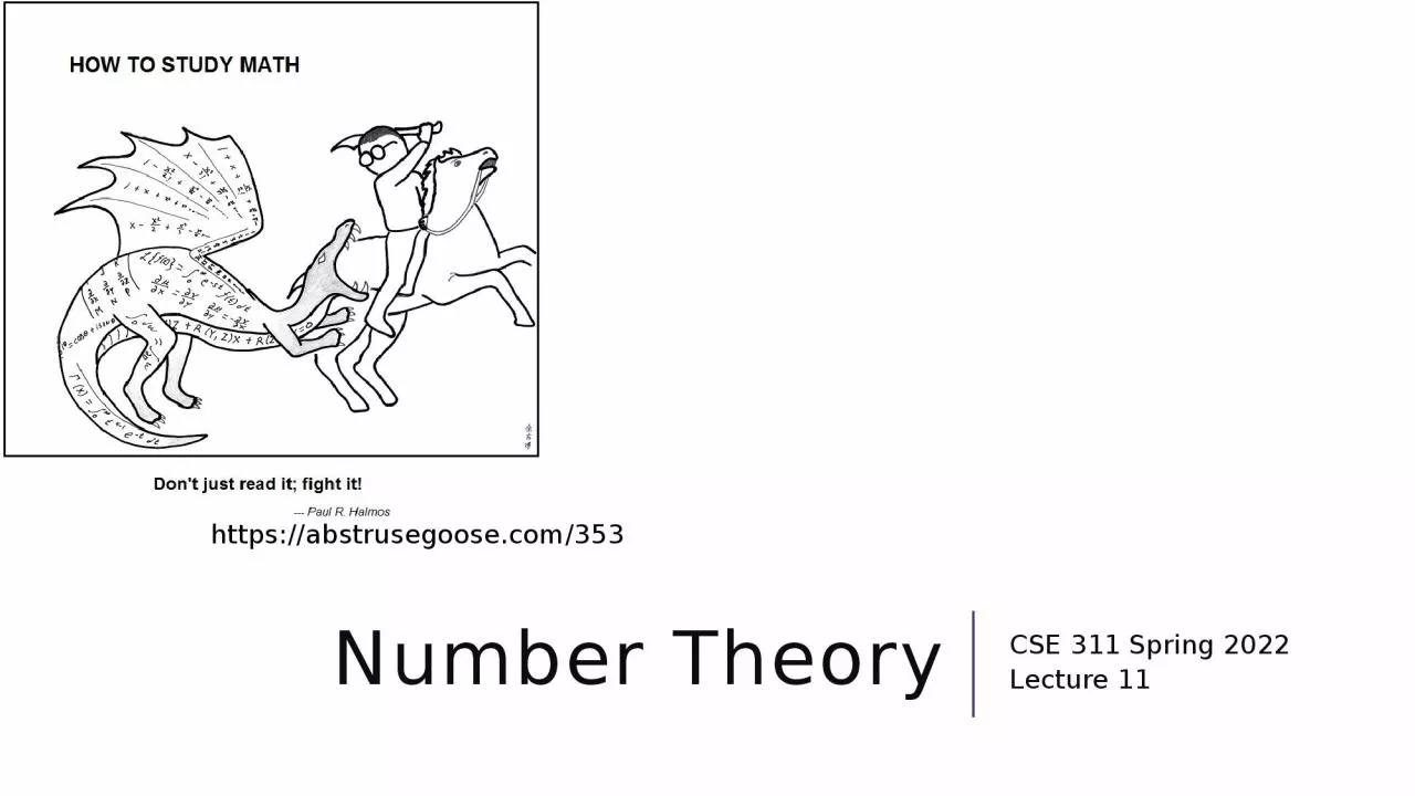 PPT-Number Theory CSE 311 Spring