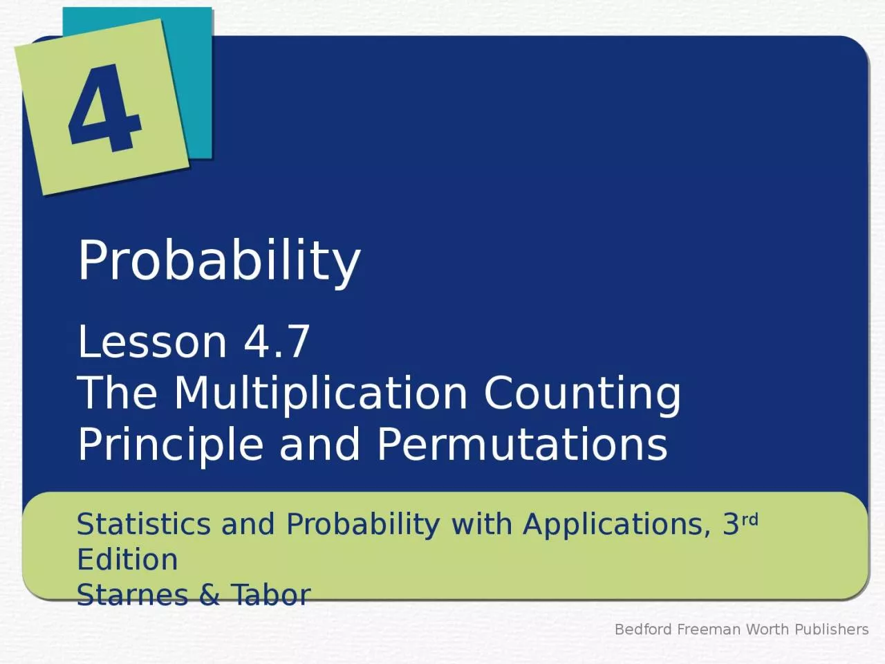 PPT-Probability Lesson 4.7 The Multiplication Counting