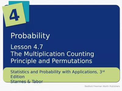 Probability Lesson  4.7 The Multiplication Counting