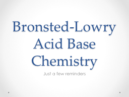 Bronsted -Lowry Acid Base Chemistry