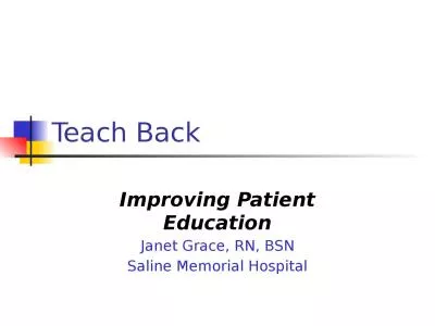 Teach Back Improving Patient Education