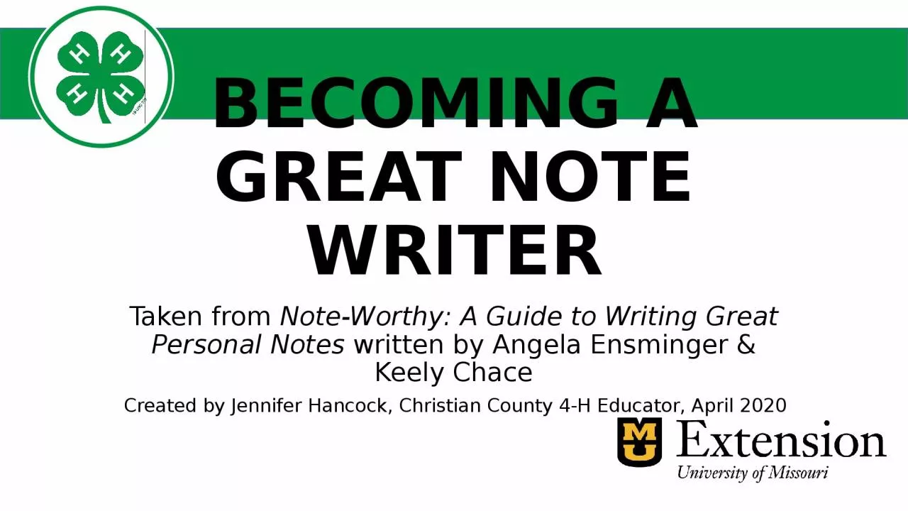 PPT-BECOMING A GREAT NOTE WRITER