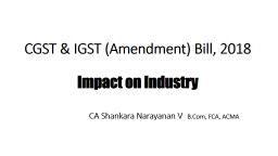CGST & IGST (Amendment) Bill, 2018