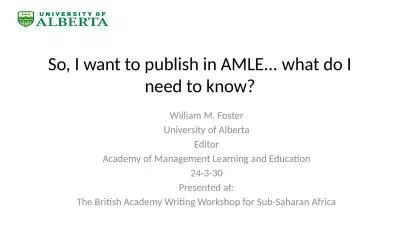 So, I want to publish in AMLE... what do I need to know?