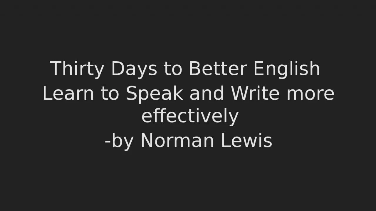 PPT-Thirty Days to Better English