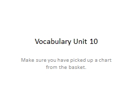 Vocabulary Unit 10 Make sure you have picked up a chart from the basket.