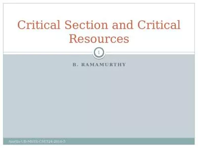 B. Ramamurthy Critical Section and Critical Resources