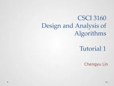 CSCI 3160  Design and Analysis of Algorithms