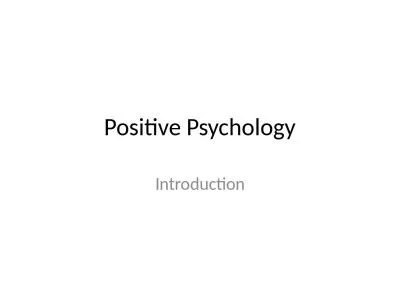 Positive Psychology Introduction