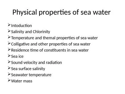 Physical properties of sea water