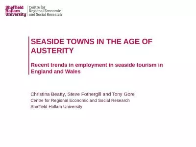 SEASIDE TOWNS IN THE AGE OF AUSTERITY