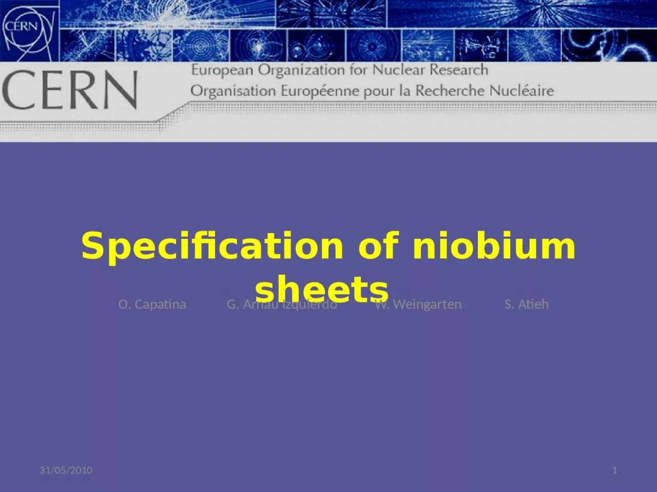 Specification of niobium sheets