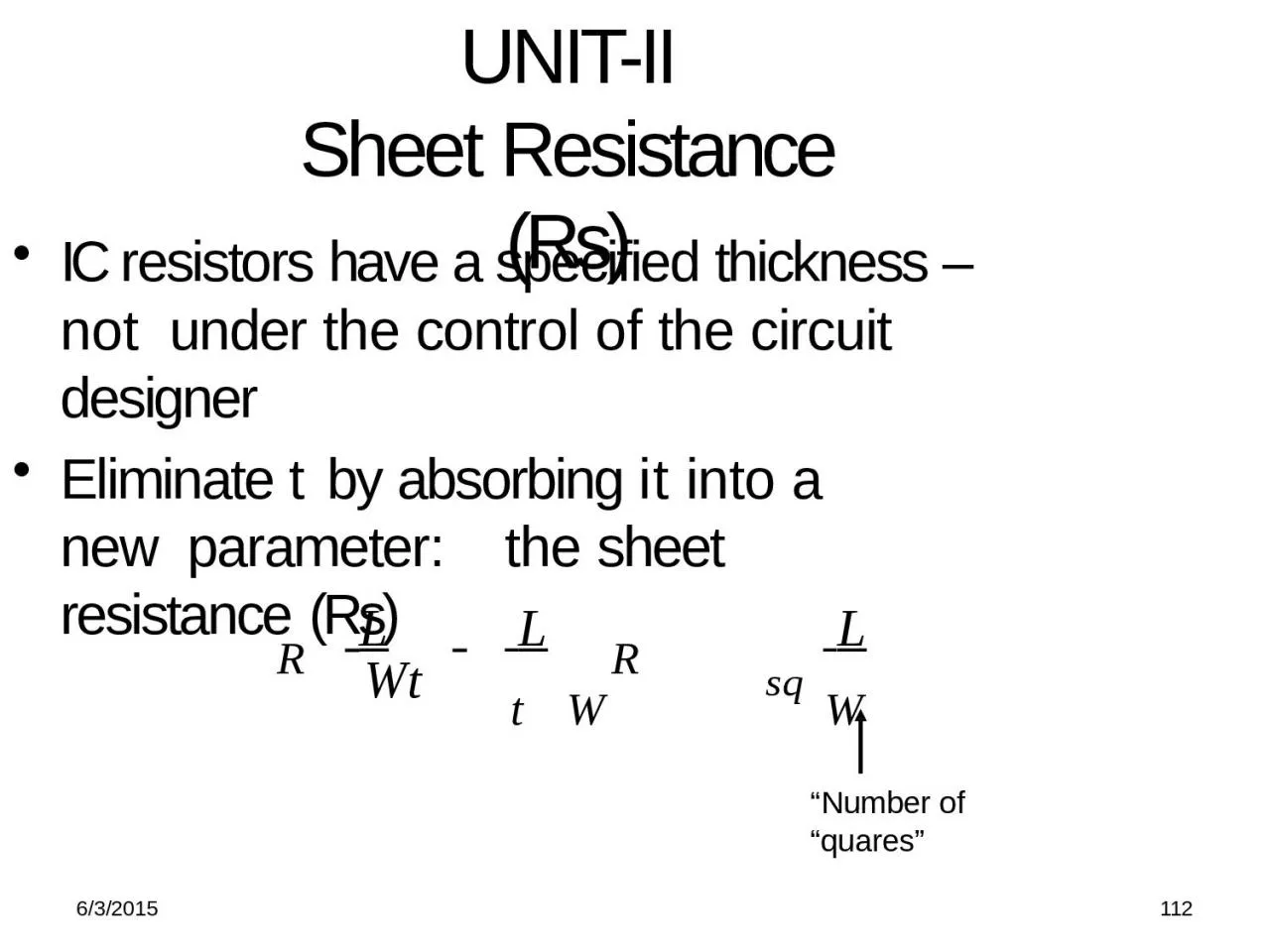 PPT-UNIT-II Sheet Resistance