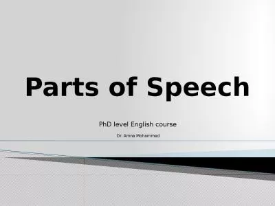 Parts of Speech PhD level