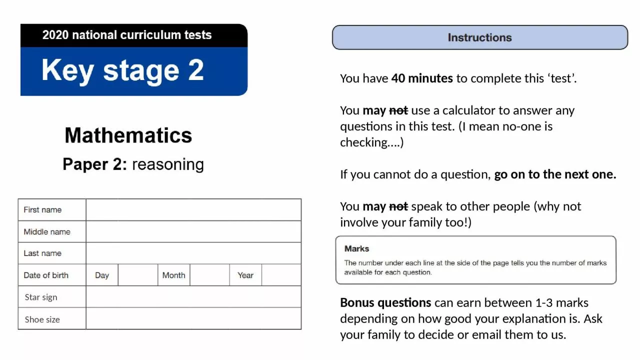 PPT-You have 40 minutes to complete this ‘test’.